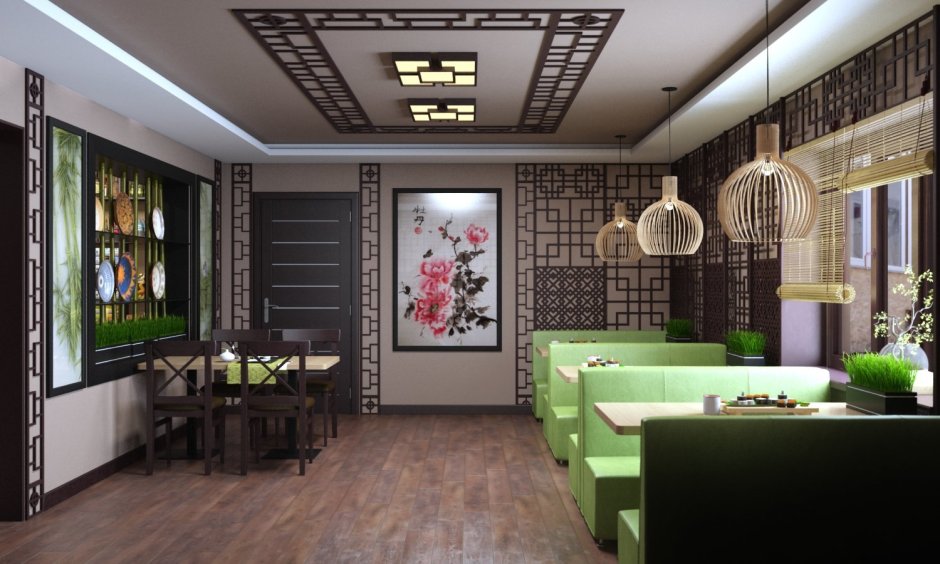 Кафе в зеленом цвете