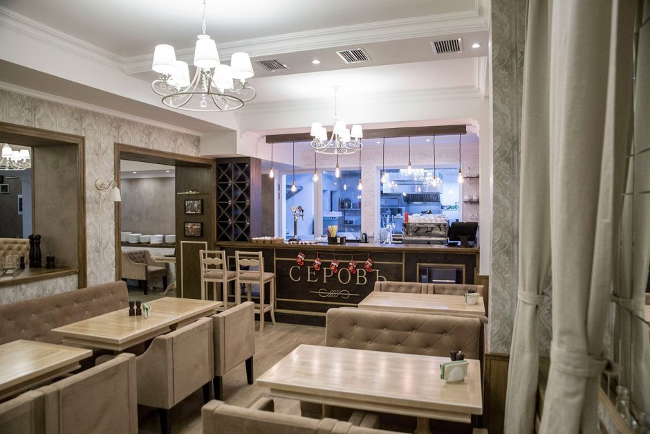 Интерьер ресторана в современном классическом стиле