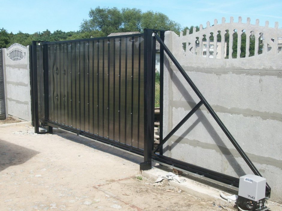 Откатные ворота поликарбонат 3м