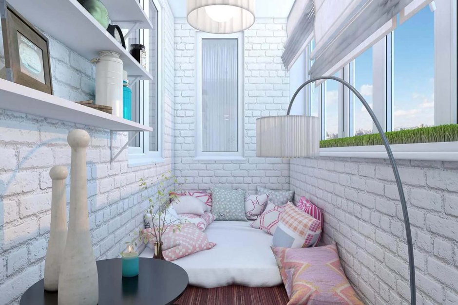 Отделка балкона белый