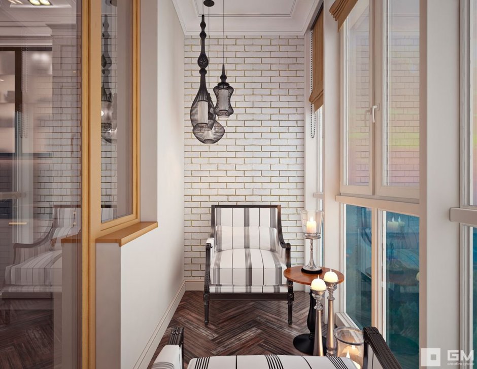 Балкон в стиле лофт п 44т