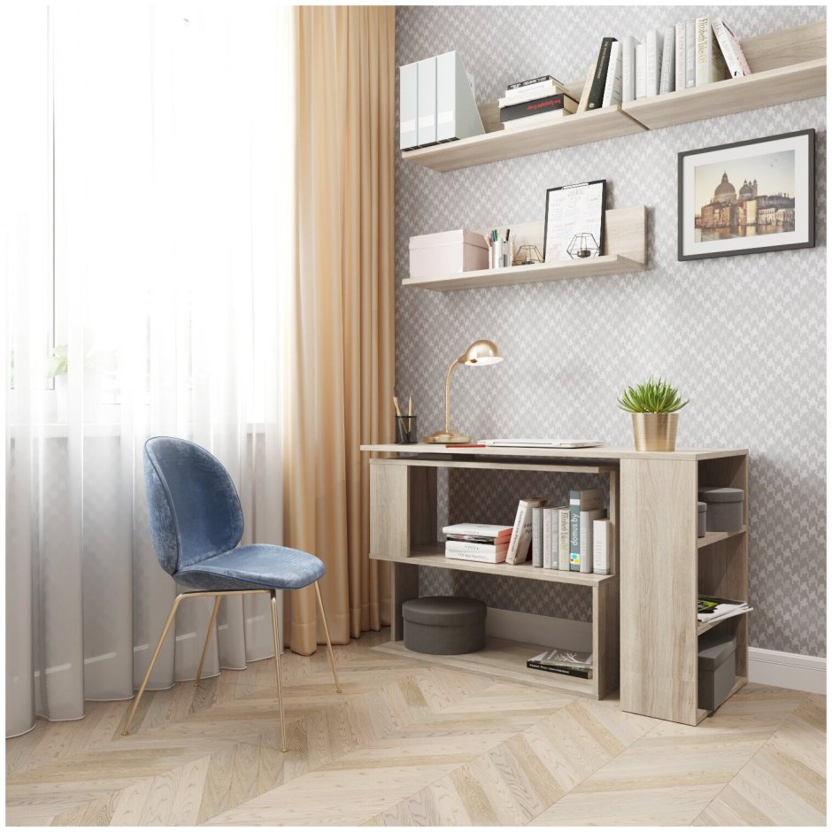 Серый поворотный письменный стол Домус