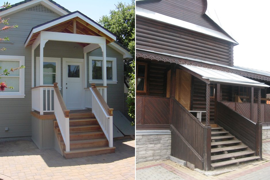 Крыльцо для частного дома с навесом