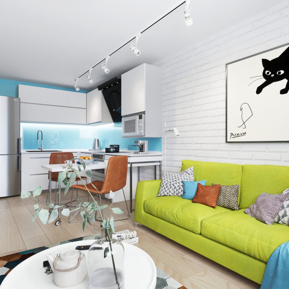 Евродвушка кухня-гостиная 14 кв.м