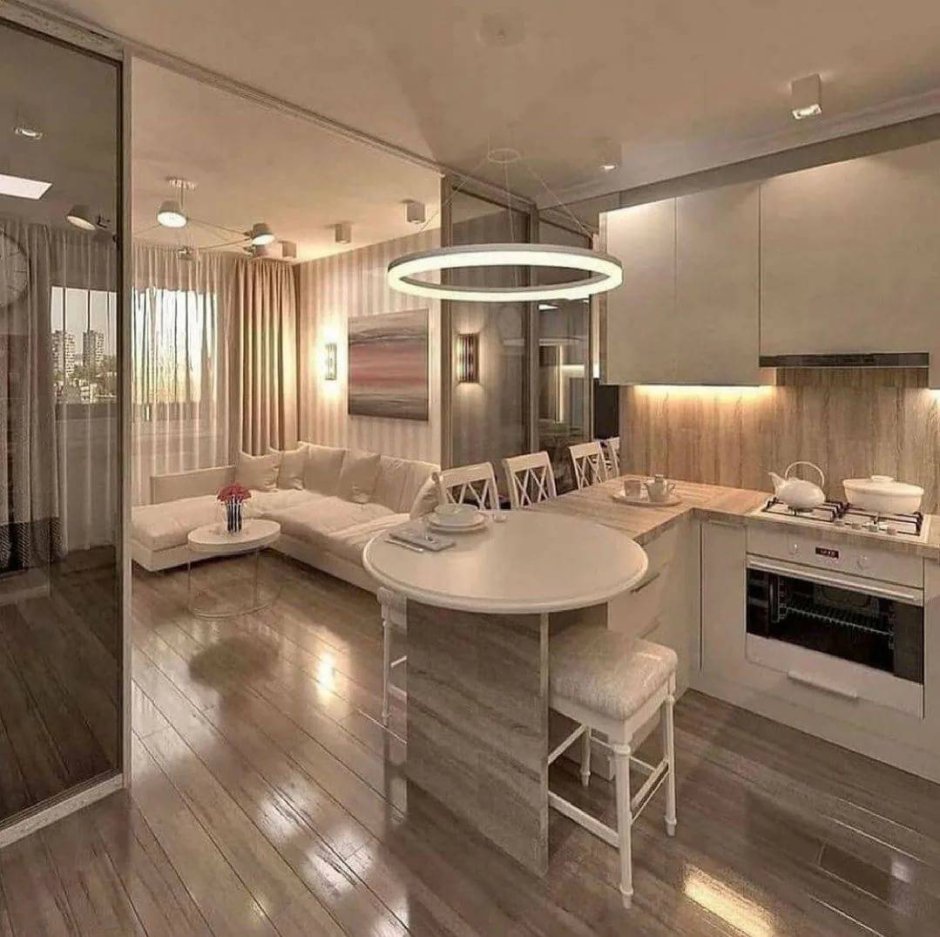 Кухня-гостиная 20 кв.м евродвушка