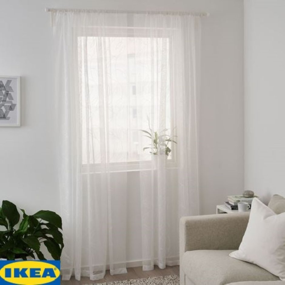 Лиллегерд гардины, 2 шт., белый листья145x300 см