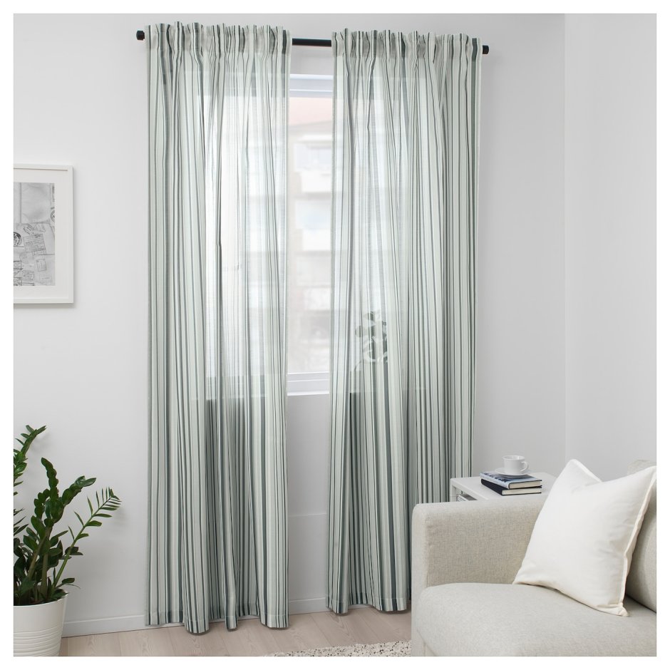 Praktklocka практклокка гардины, 2 шт., серый/в полоску145x300 см