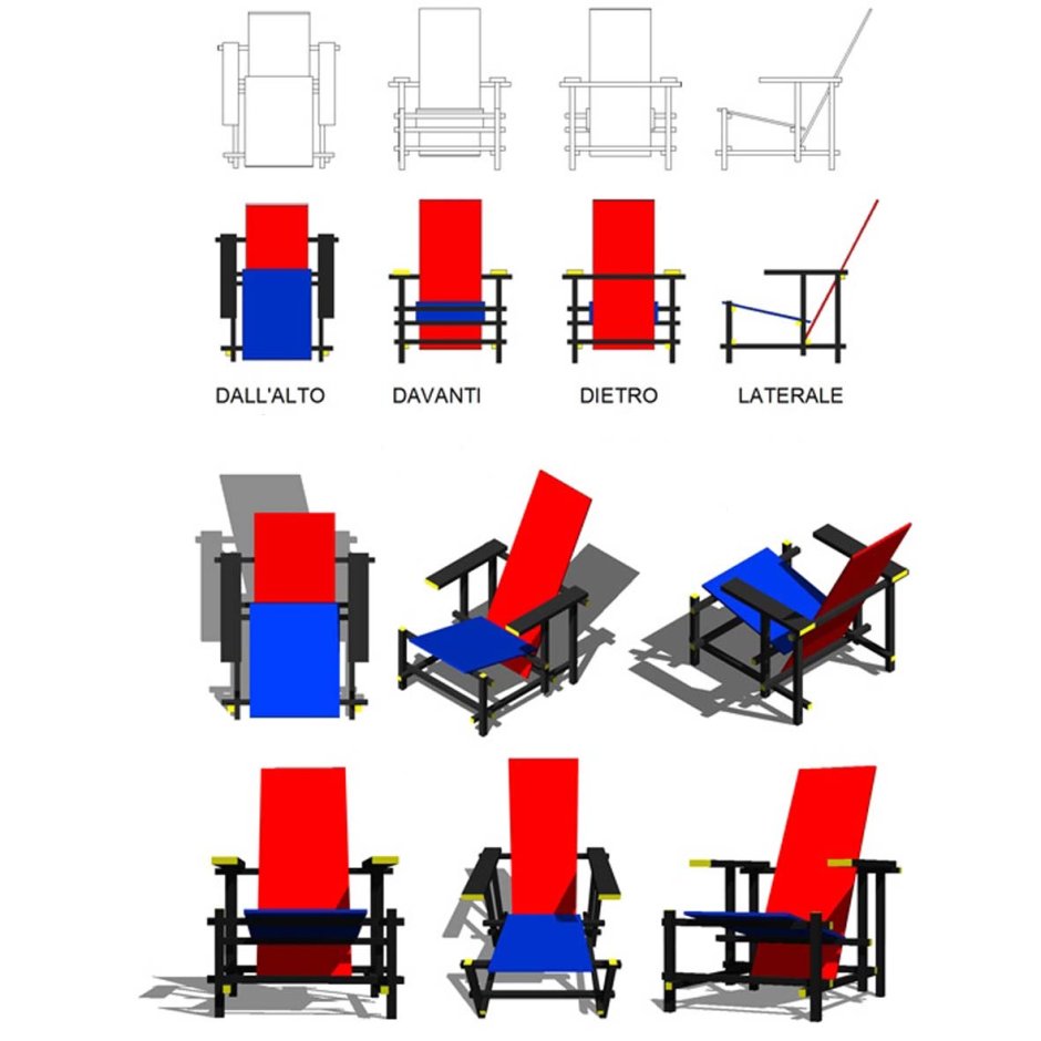Геррит Ритвельд красно синее кресло