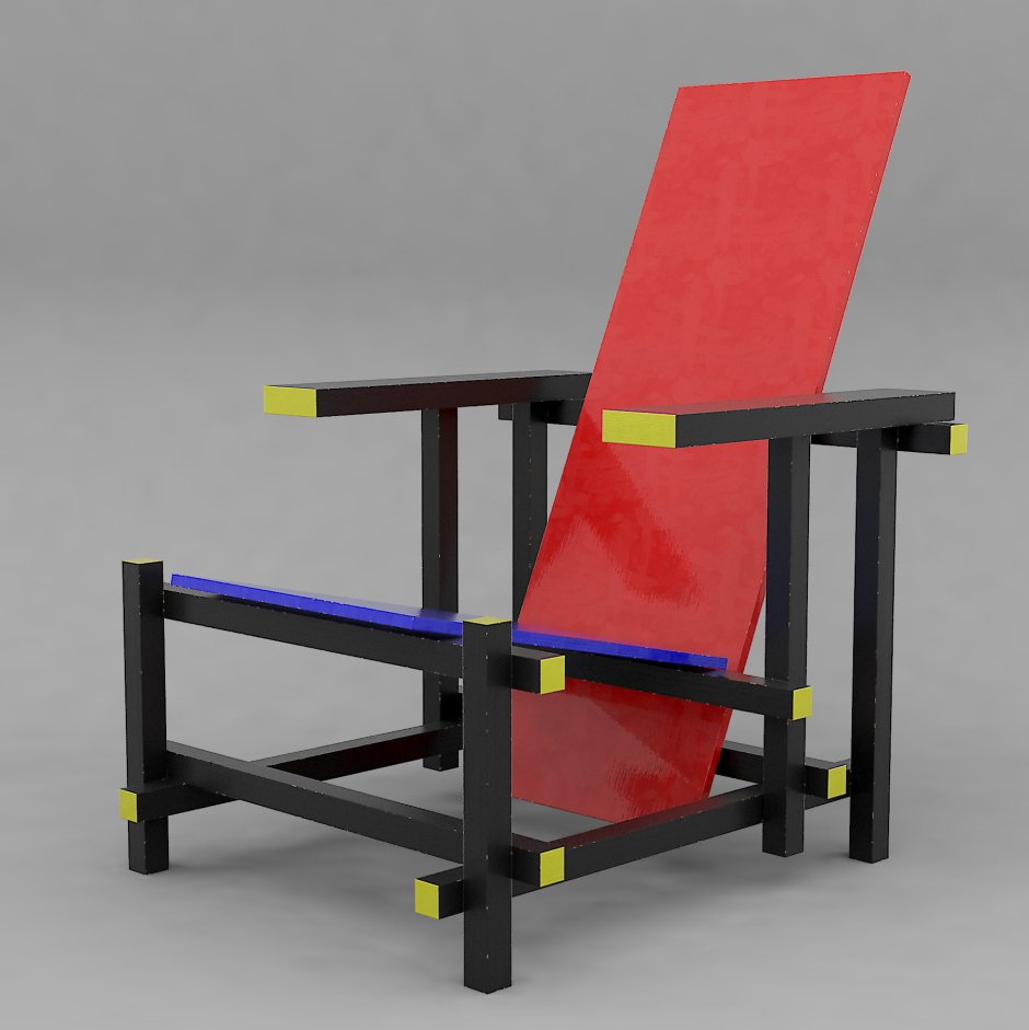 Геррит Ритвельд красно синий стул
