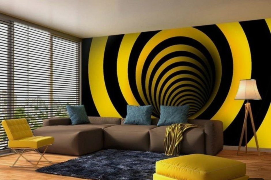 Черно желтый интерьер