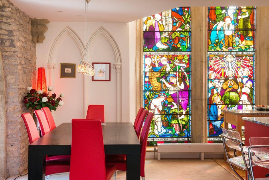 Перегородки витражные кафе