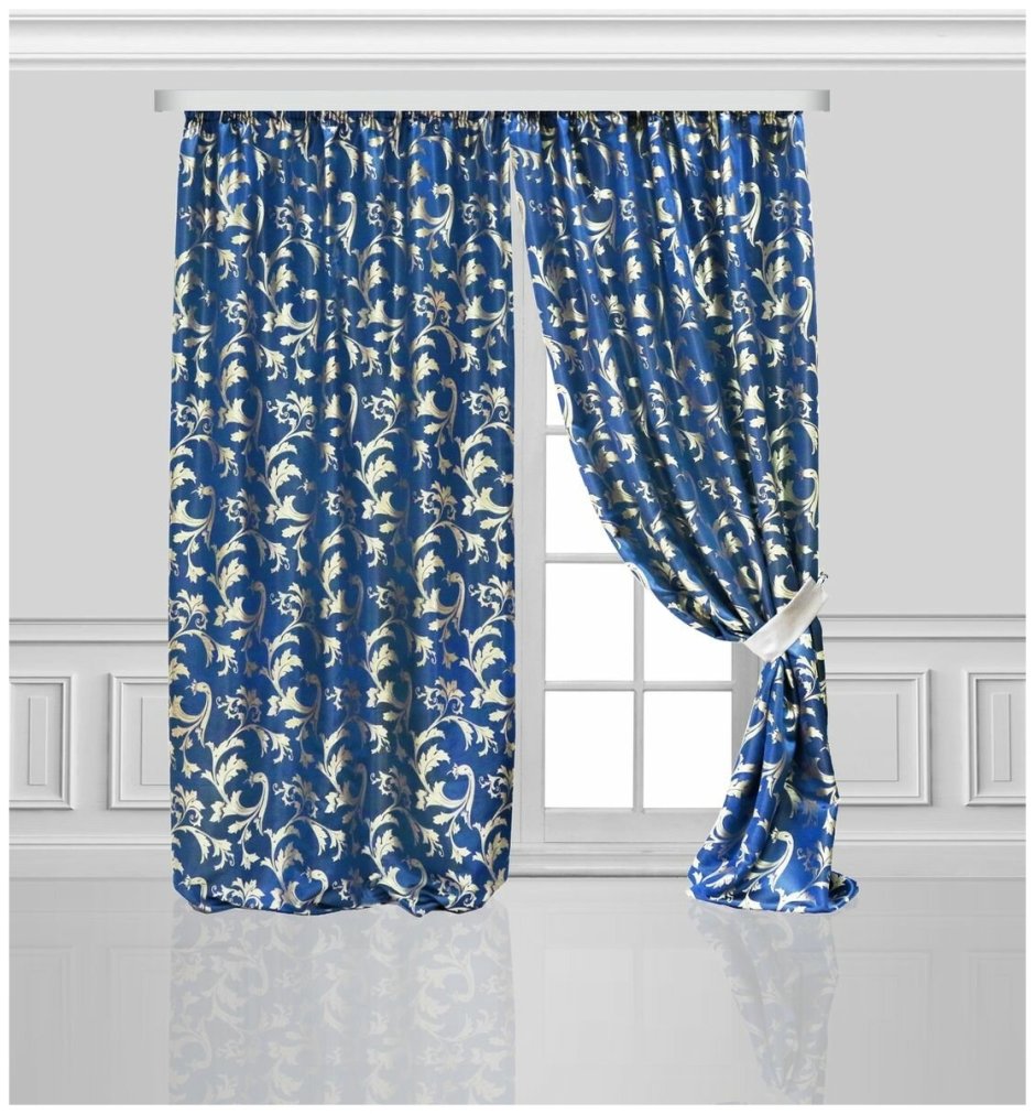 Шторы синие с узором