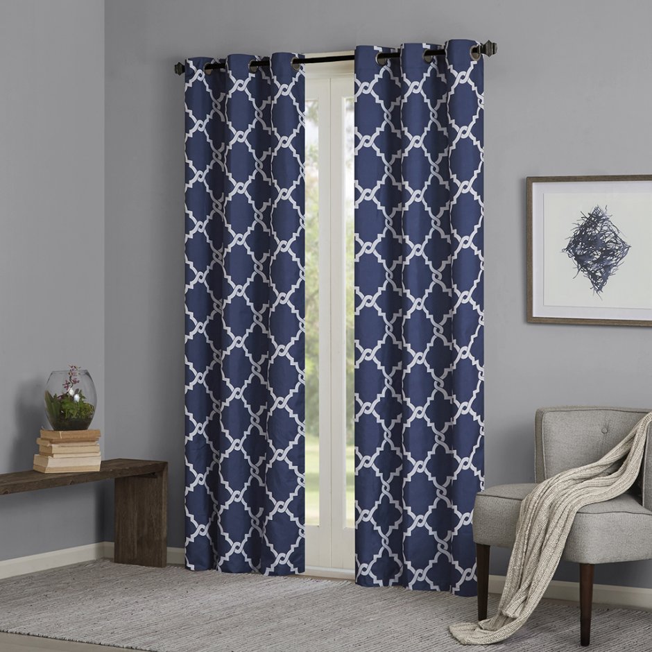 Шторы синие с серебром