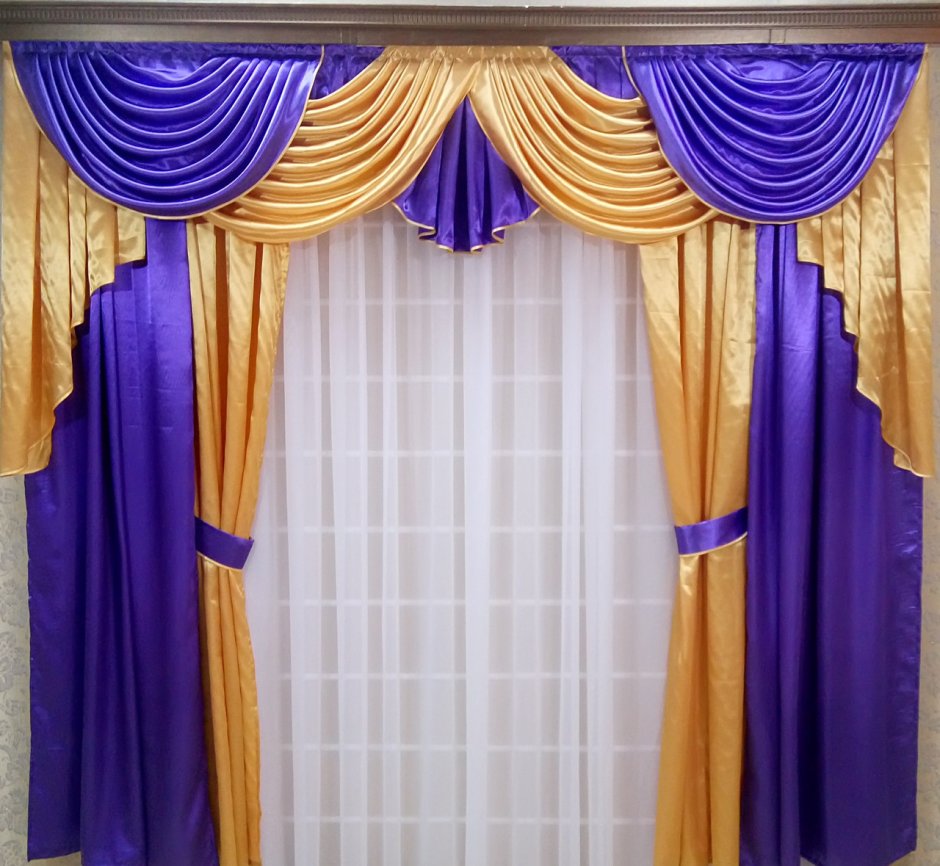 Шторы синие с желтым