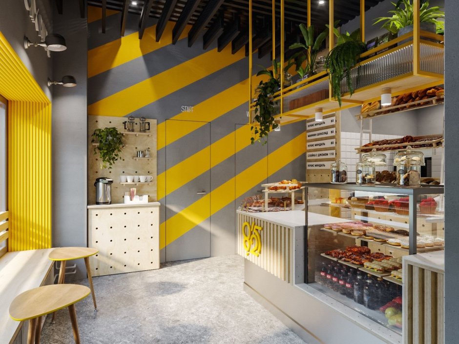 Дизайн стен в фаст фуд