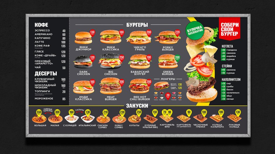 Интерьер для кафе фаст фуда