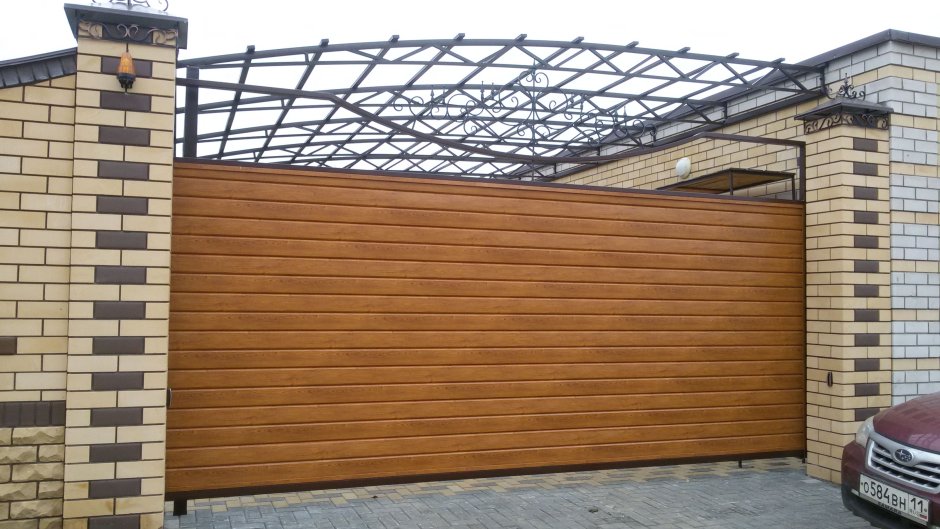 Откатные ворота металлосайдинг