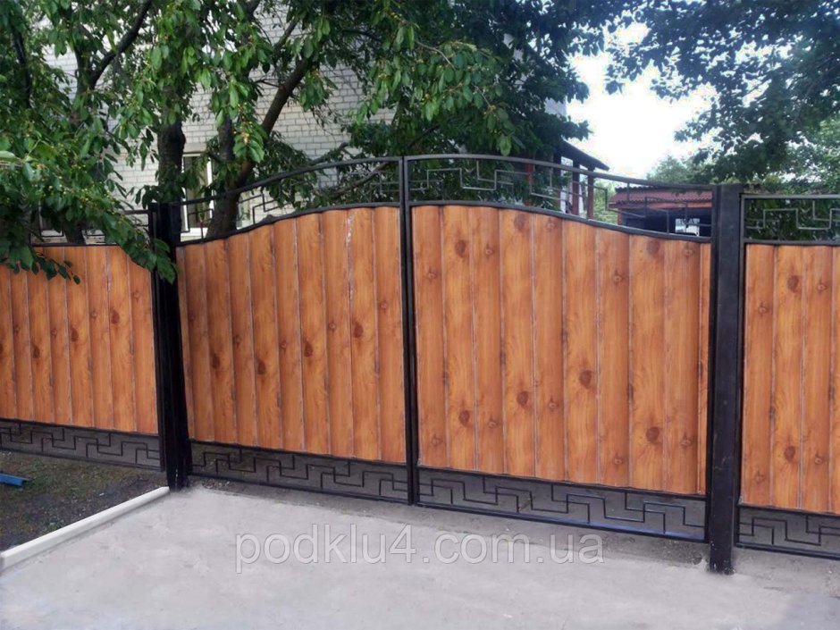 Ворота металлопрофиль под дерево