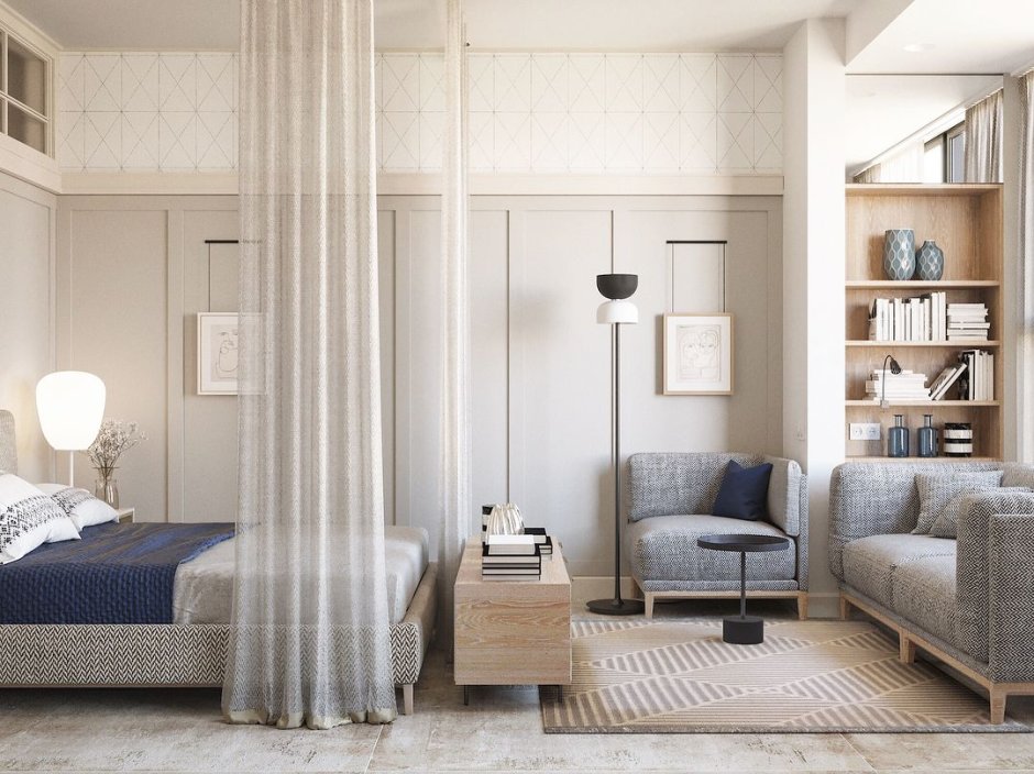 Зонирование шторами