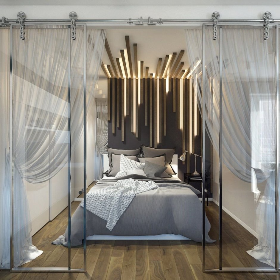 Зонирование комнаты шторами