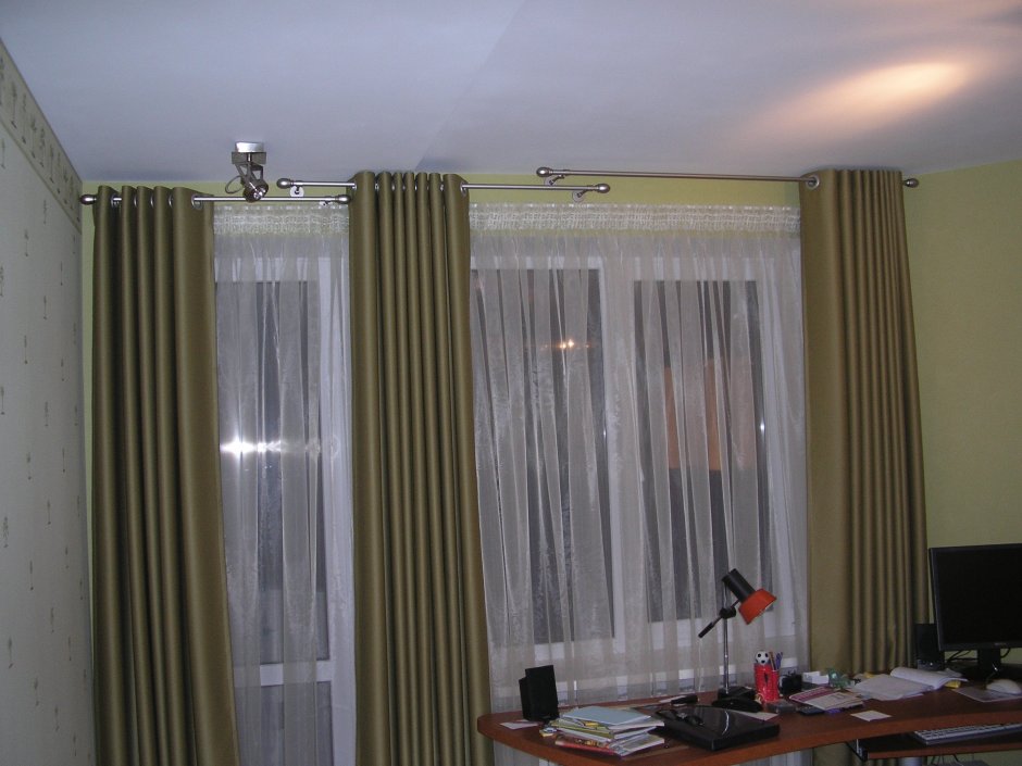 Двойная гардина для штор на люверсах