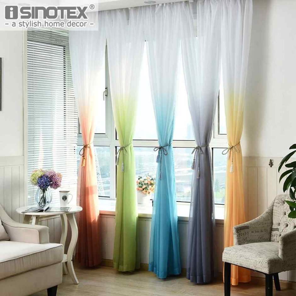 Декор окна шторами