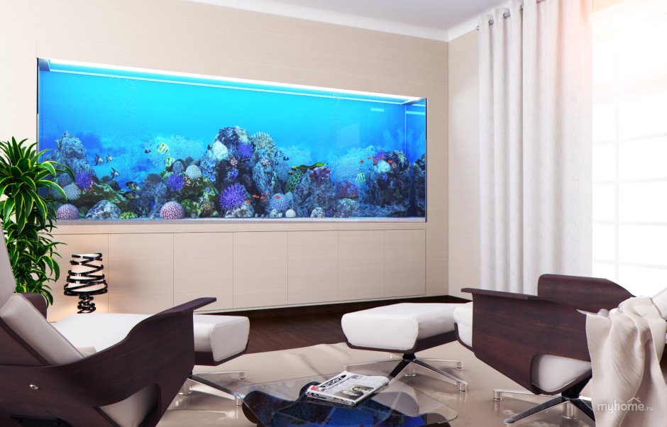 Аквариум в интерьере кабинета