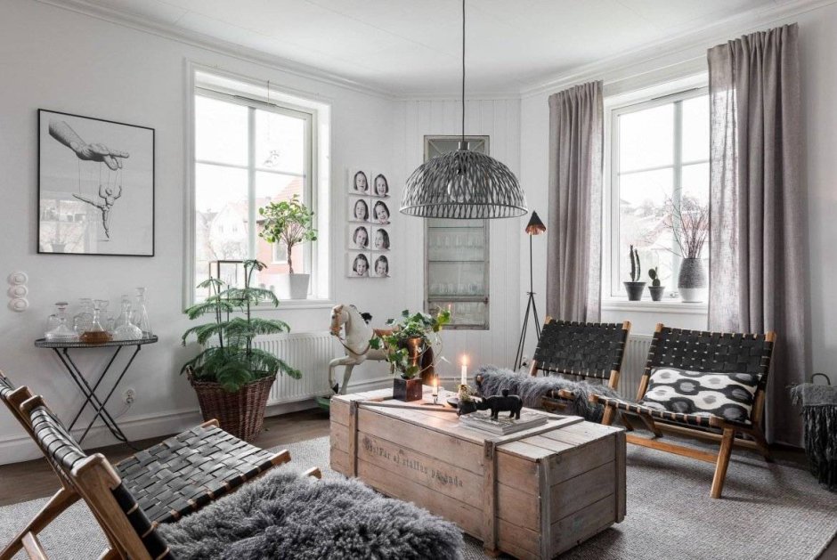 Гостиная Скандинавский стиль хюгге