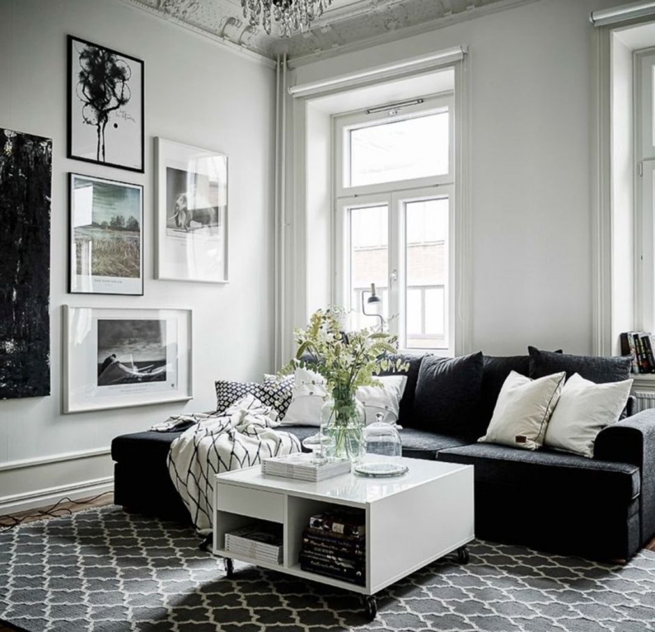 Стильный черно белый интерьер