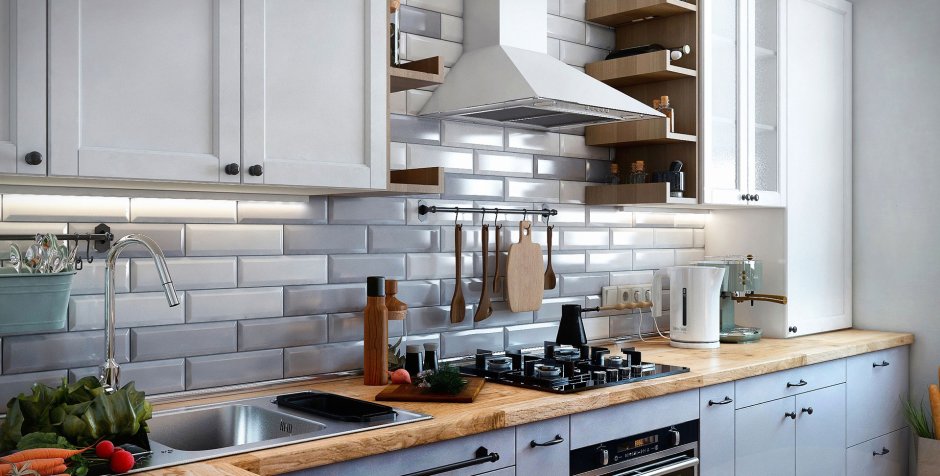 Стеновая панель для серой кухни