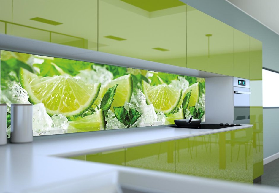 Фартук для кухни зеленого цвета