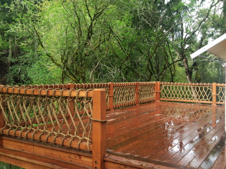 Ограждение из каната на террасе