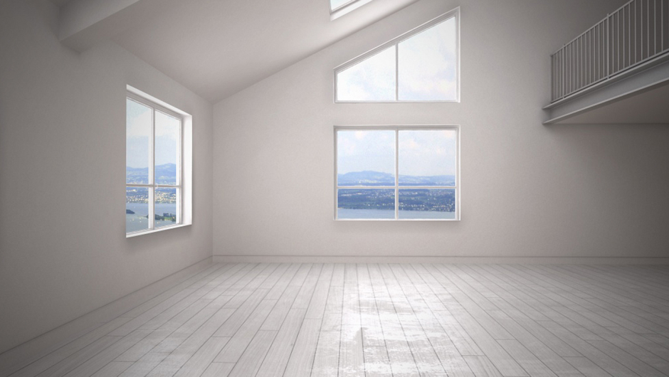 Пустая комната с серыми стенами