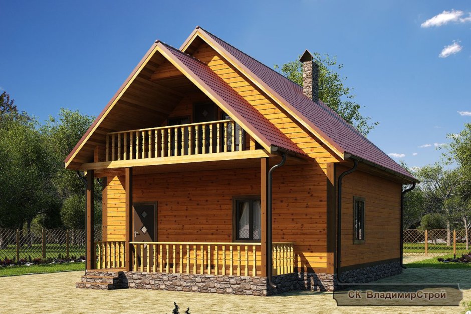 Каркасный дом 6х6 полутораэтажный