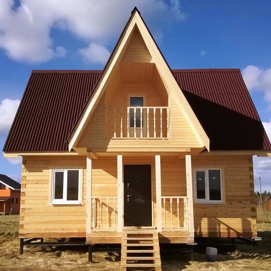 Баня 6х8 с мансардой и террасой