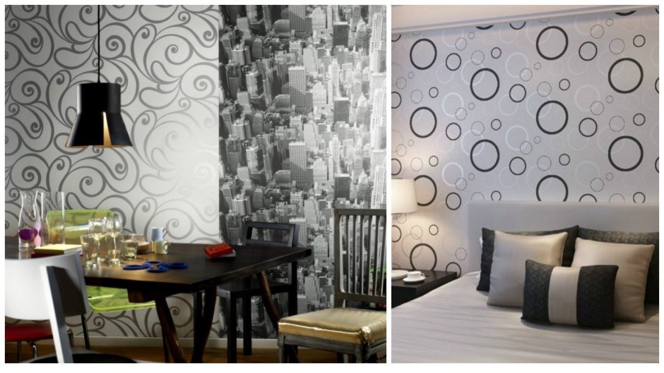 Обои серые для стен с рисунком