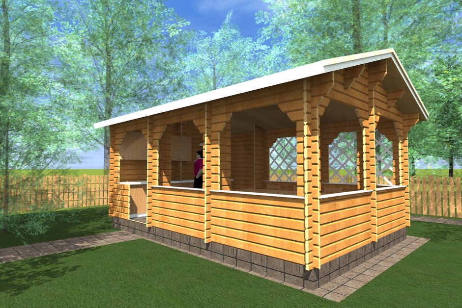 Брусовая беседка Брусландия