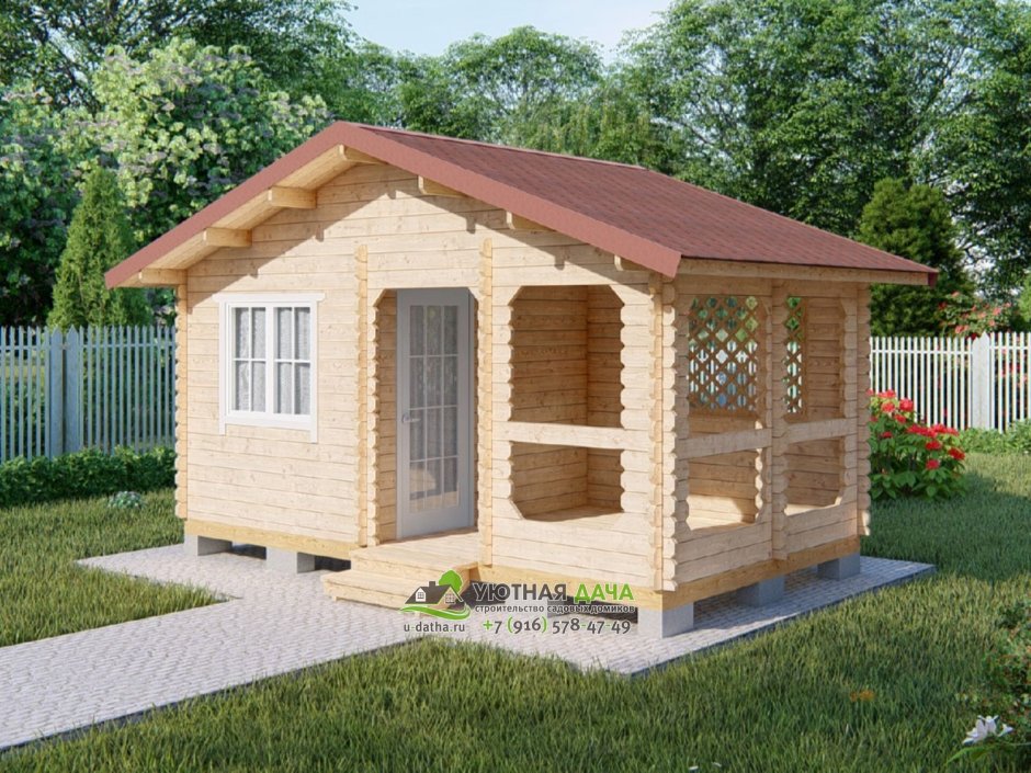 Беседка Садовая, минибрус, 2.8х2.8 м