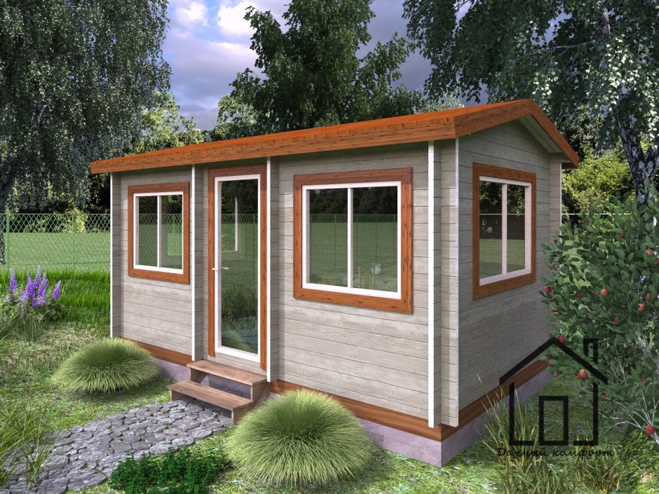 Беседка застекленная из минибруса 3х4