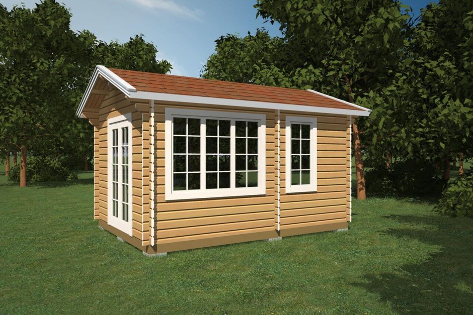 Беседка застекленная из минибруса 3х4