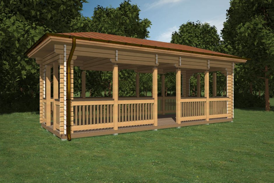 Беседка деревянная прямоугольная
