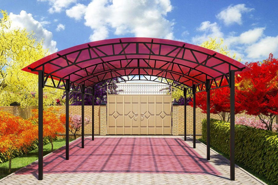 Арочный навес из поликарбоната