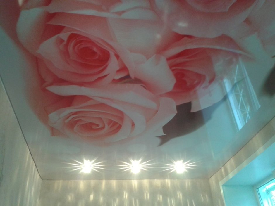 Натяжной потолок с фотопечатью розы