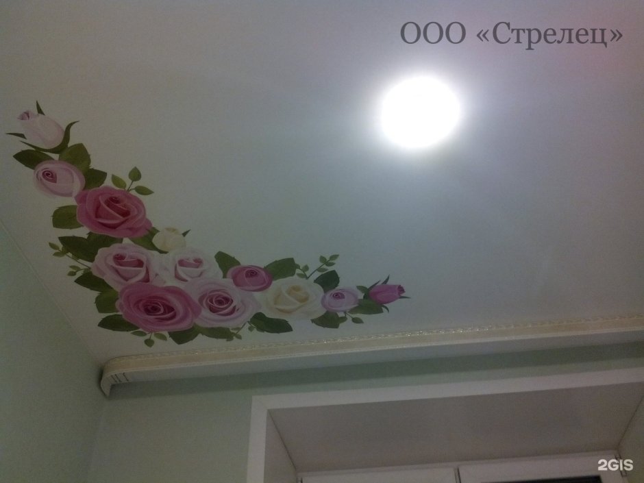 Фотопечать на потолке цветы