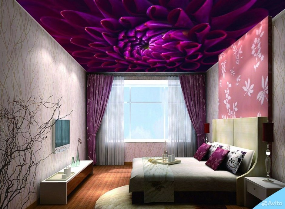 Натяжные потолки с розами