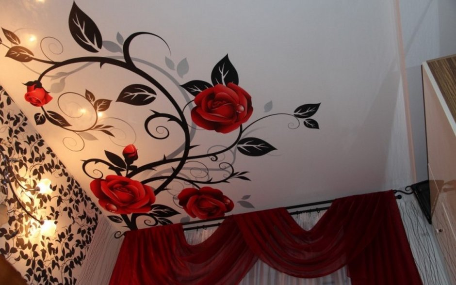 Потолки с фотопечатью в спальню