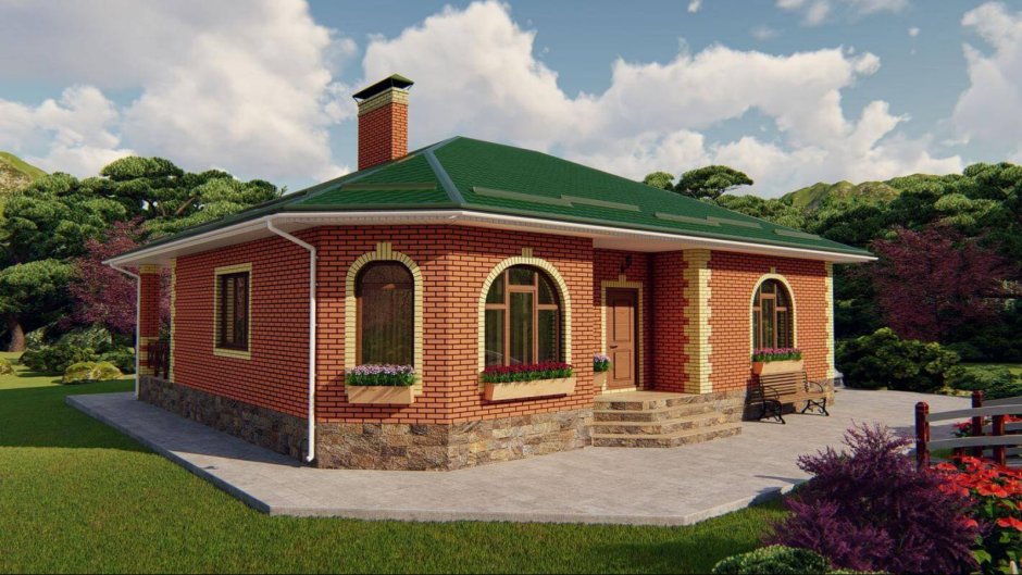 Одноэтажный кирпичный дом 90 кв м