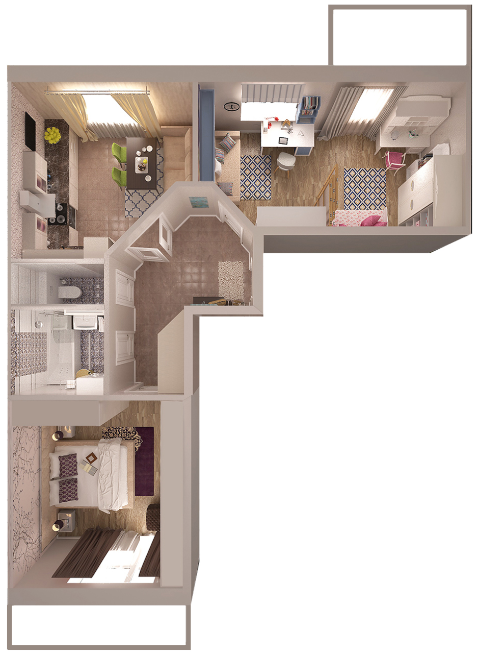 Планировка распашонка двухкомнатная 60кв