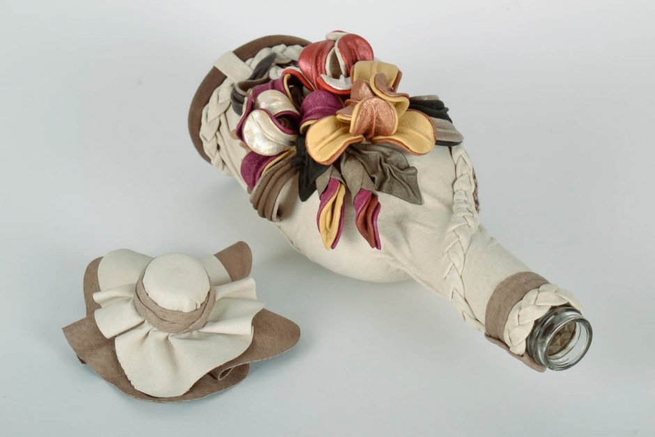 Декор банок из кожи