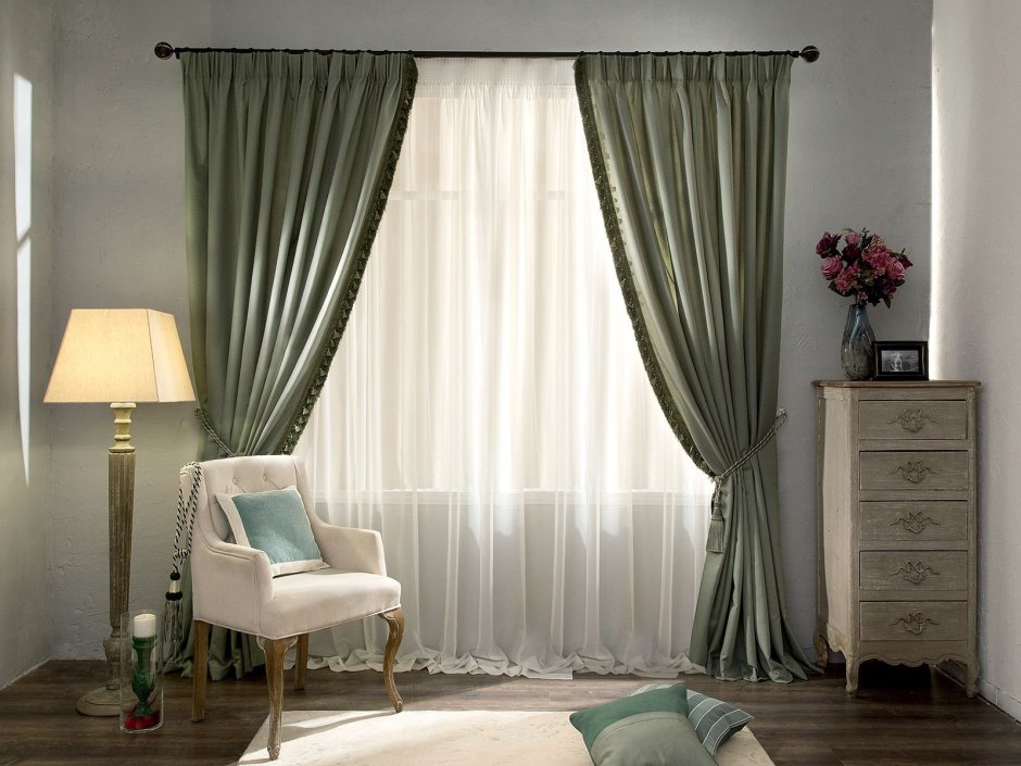 Оливковые шторы